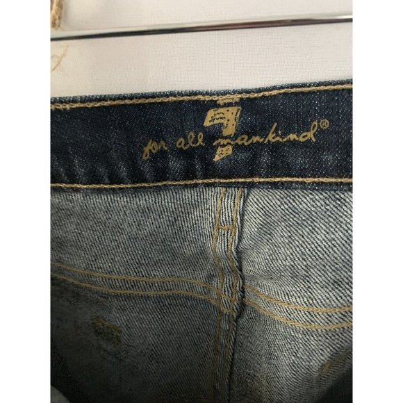 Seven 7 For All Mankind Sz 28 Med Wash Straight Leg Denim Jeans Bedazzled Y2K - Picture 8 of 9